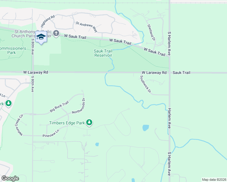 map of restaurants, bars, coffee shops, grocery stores, and more near 7277 West Laraway Road in Frankfort