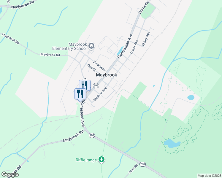map of restaurants, bars, coffee shops, grocery stores, and more near 210 Main Street in Maybrook