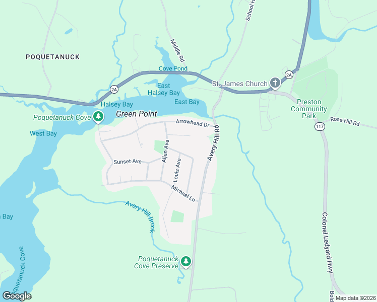 map of restaurants, bars, coffee shops, grocery stores, and more near 20 Hillcrest Avenue in Ledyard