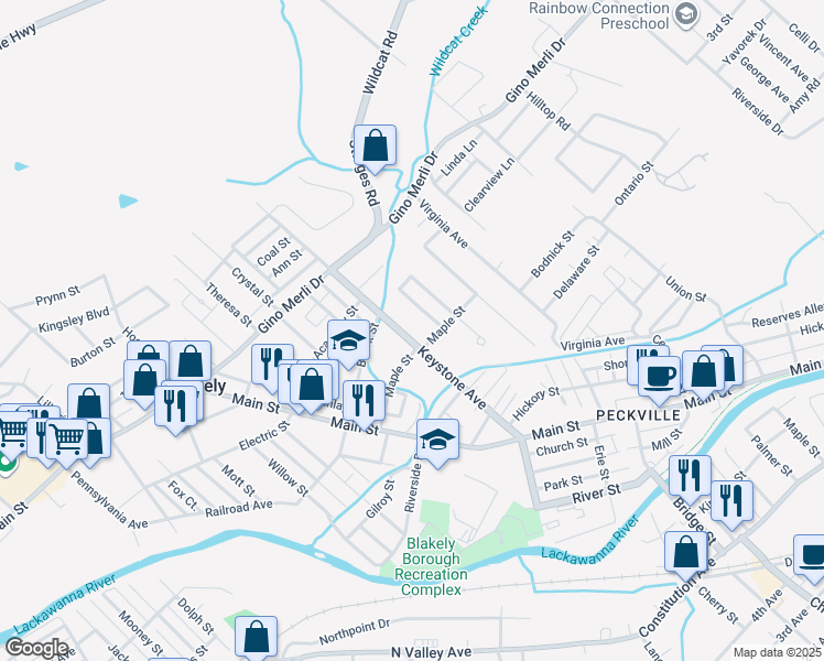 map of restaurants, bars, coffee shops, grocery stores, and more near 524 Keystone Avenue in Blakely