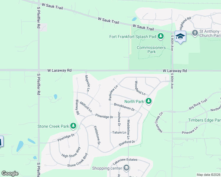 map of restaurants, bars, coffee shops, grocery stores, and more near 22420 Parkview Lane in Frankfort
