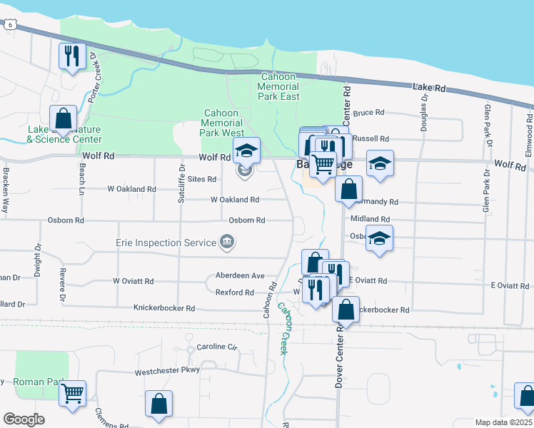 map of restaurants, bars, coffee shops, grocery stores, and more near 27828 Osborn Rd in Bay Village