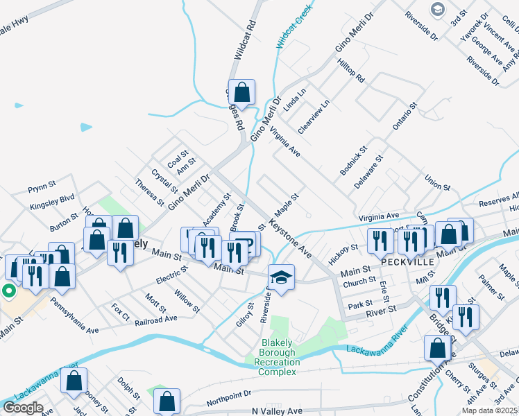 map of restaurants, bars, coffee shops, grocery stores, and more near 524 Keystone Avenue in Blakely