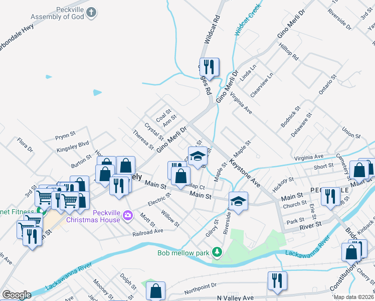 map of restaurants, bars, coffee shops, grocery stores, and more near 517 Academy St in Blakely