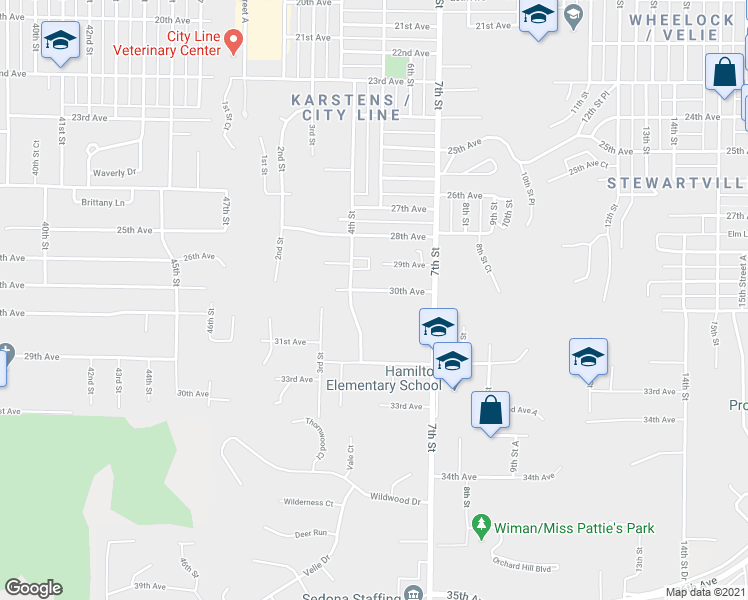 map of restaurants, bars, coffee shops, grocery stores, and more near 418-420 30th Avenue in Moline