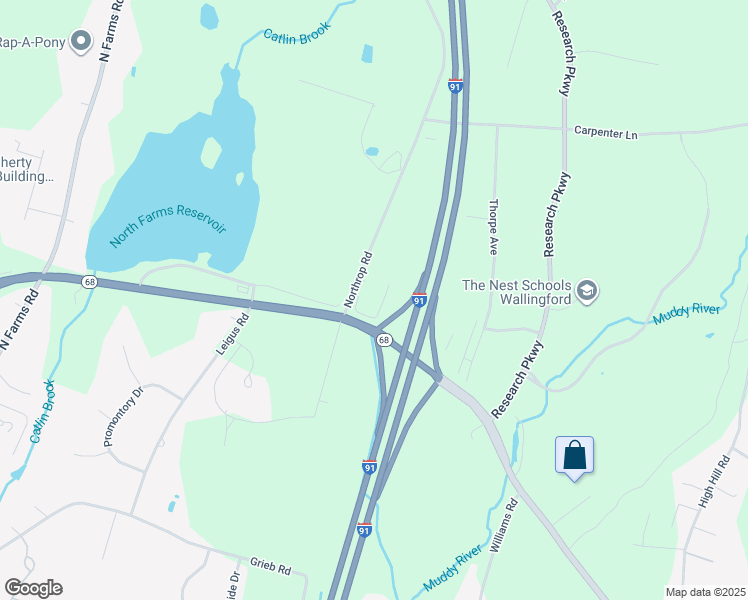 map of restaurants, bars, coffee shops, grocery stores, and more near 600 Northrup Road in Wallingford