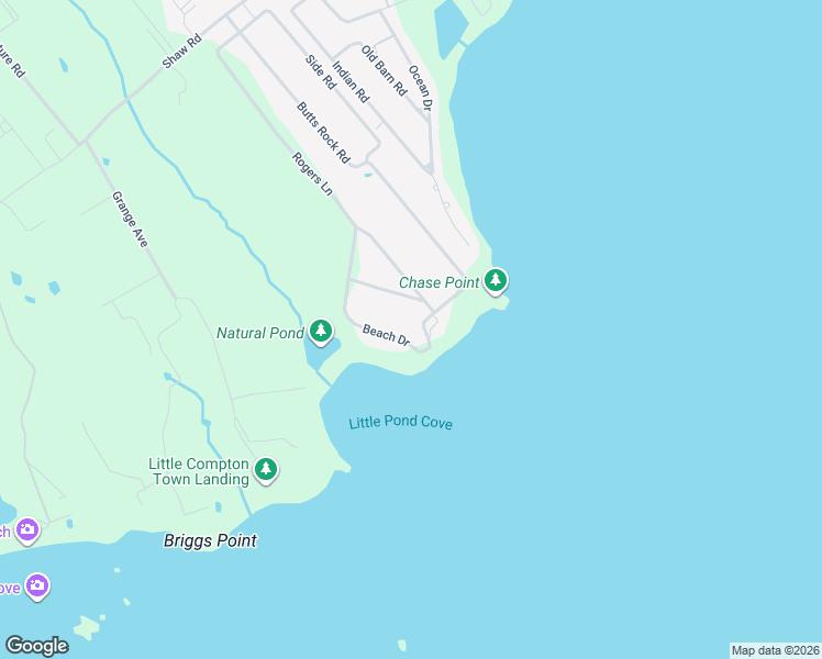 map of restaurants, bars, coffee shops, grocery stores, and more near 44 Beach Drive in Little Compton