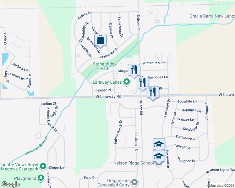 map of restaurants, bars, coffee shops, grocery stores, and more near 1918 Heatherway Lane in New Lenox