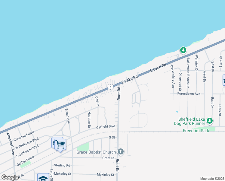 map of restaurants, bars, coffee shops, grocery stores, and more near 234 Root Road in Lorain