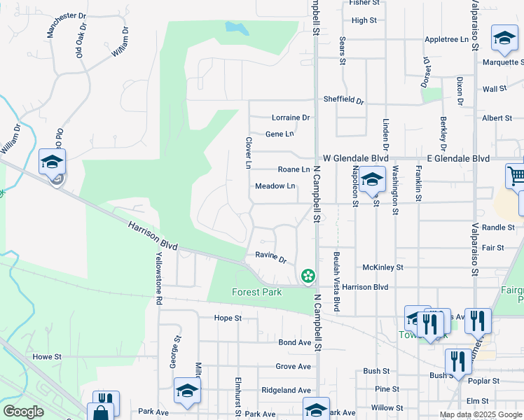 map of restaurants, bars, coffee shops, grocery stores, and more near 562 Woodlawn Drive in Valparaiso