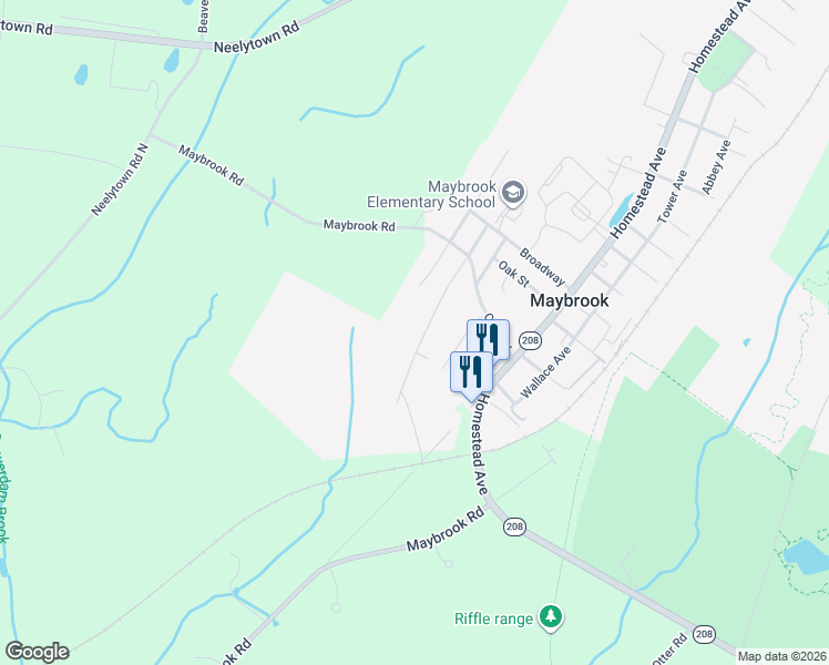 map of restaurants, bars, coffee shops, grocery stores, and more near 100 Prospect Avenue in Maybrook