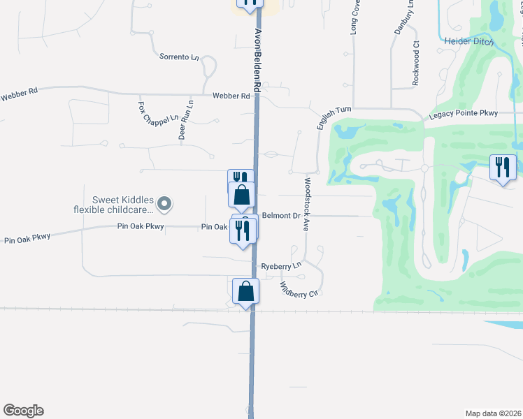 map of restaurants, bars, coffee shops, grocery stores, and more near 689 Avon Belden Road in Avon Lake
