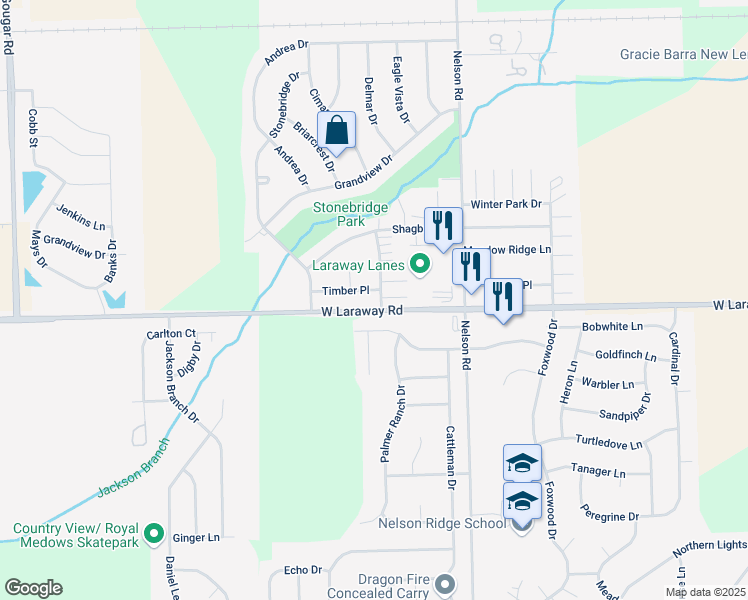 map of restaurants, bars, coffee shops, grocery stores, and more near 1205 Grand Mesa Avenue in New Lenox