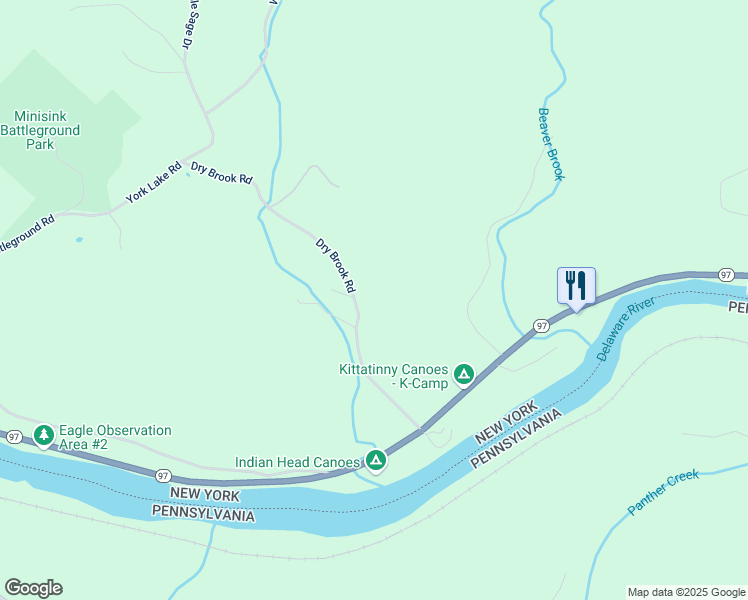 map of restaurants, bars, coffee shops, grocery stores, and more near 16 Dry Brook Road in Barryville