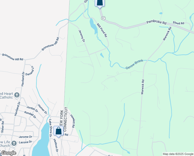 map of restaurants, bars, coffee shops, grocery stores, and more near 19 Jeremy Drive in New Fairfield