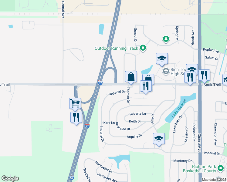 map of restaurants, bars, coffee shops, grocery stores, and more near 5304 Imperial Drive in Richton Park