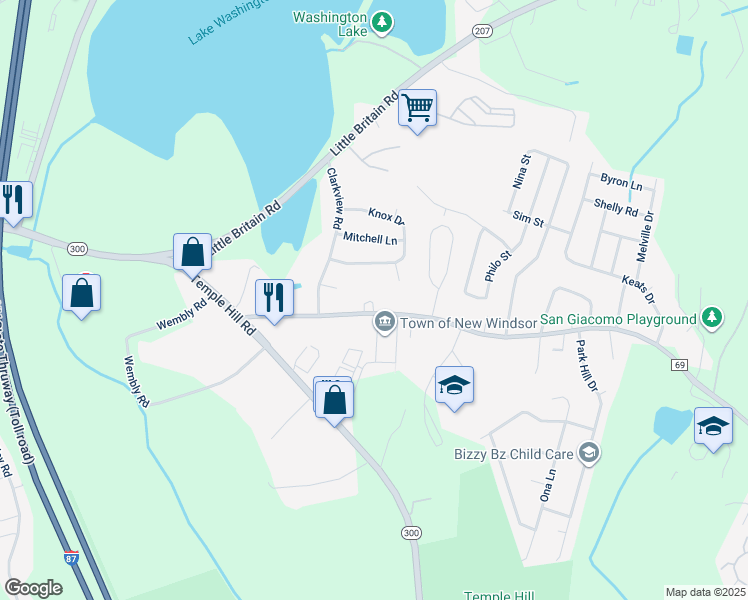 map of restaurants, bars, coffee shops, grocery stores, and more near 574 Union Avenue in New Windsor