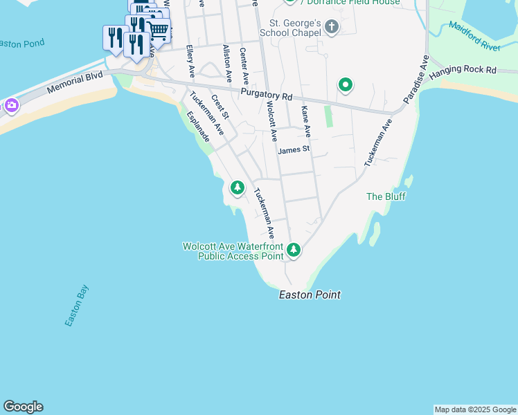 map of restaurants, bars, coffee shops, grocery stores, and more near 232 Tuckerman Avenue in Middletown