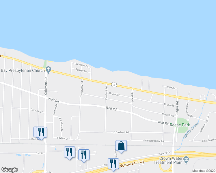 map of restaurants, bars, coffee shops, grocery stores, and more near 24603 Lake Road in Bay Village