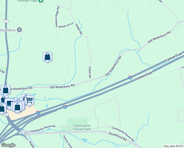 map of restaurants, bars, coffee shops, grocery stores, and more near 32 Dublin Road in Southbury