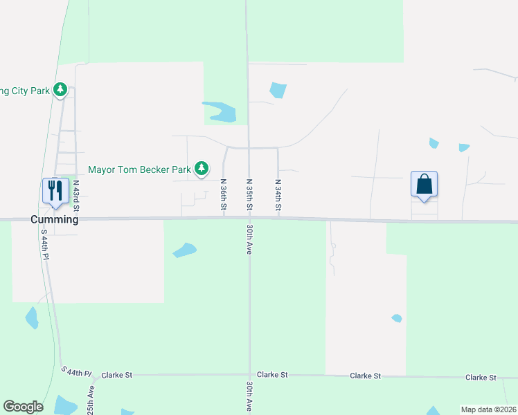 map of restaurants, bars, coffee shops, grocery stores, and more near 110 North 35th Street in Cumming