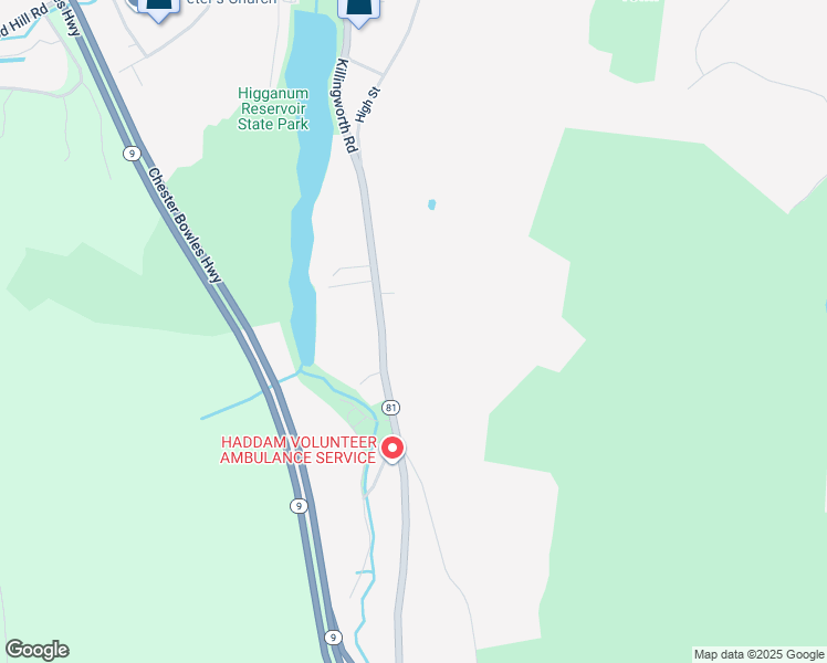 map of restaurants, bars, coffee shops, grocery stores, and more near 224 Killingworth Road in Haddam