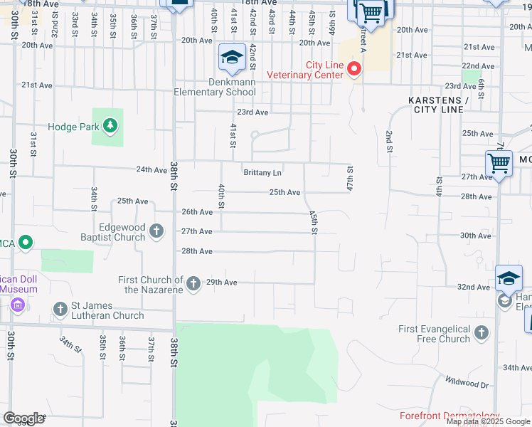 map of restaurants, bars, coffee shops, grocery stores, and more near 4211 26th Avenue in Rock Island