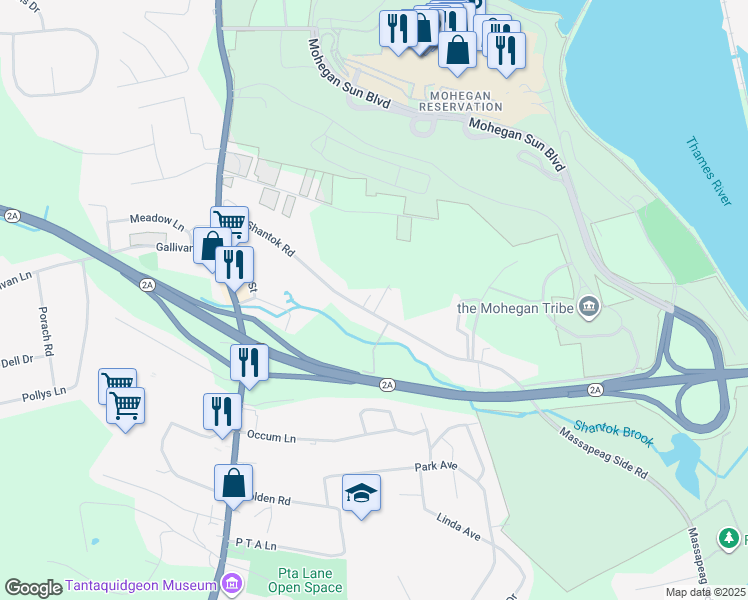 map of restaurants, bars, coffee shops, grocery stores, and more near 80 State Highway 433 in Montville