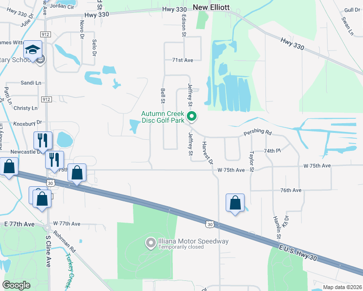 map of restaurants, bars, coffee shops, grocery stores, and more near 7409 Vale Drive in Schererville