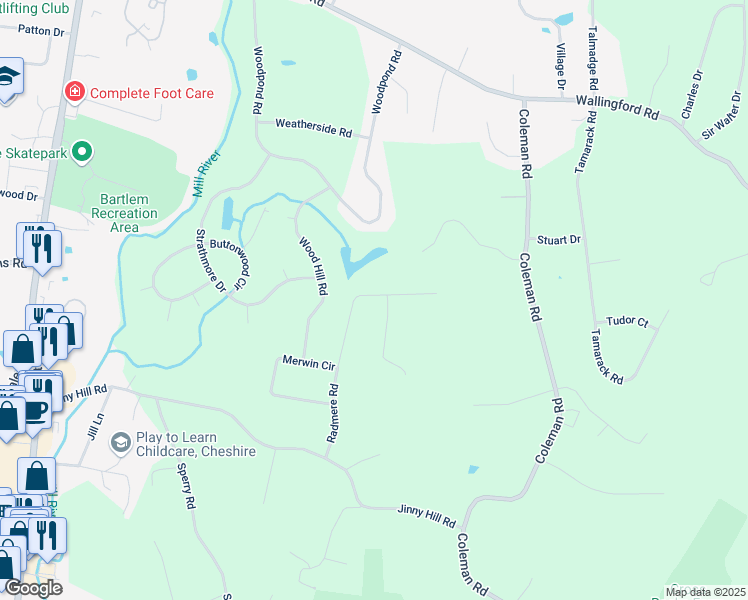 map of restaurants, bars, coffee shops, grocery stores, and more near 486 Radmere Road in Cheshire