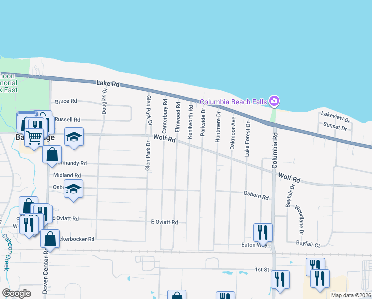 map of restaurants, bars, coffee shops, grocery stores, and more near 400 Kenilworth Road in Bay Village