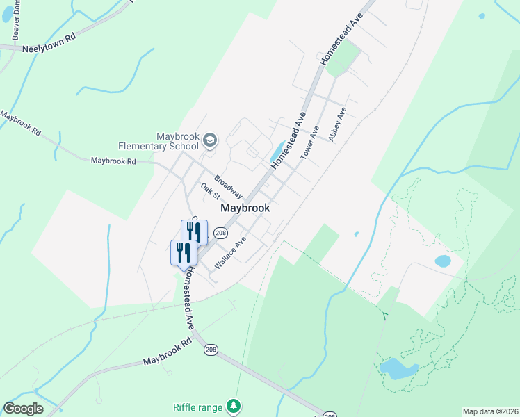 map of restaurants, bars, coffee shops, grocery stores, and more near in Maybrook