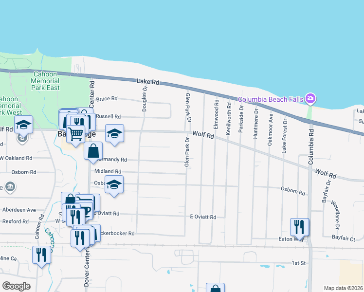map of restaurants, bars, coffee shops, grocery stores, and more near 26600 Jefferson Court in Bay Village