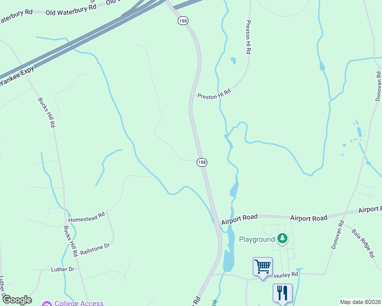 map of restaurants, bars, coffee shops, grocery stores, and more near 12 Vista View Drive in Southbury