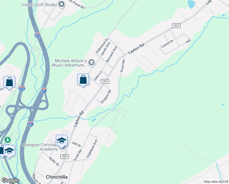 map of restaurants, bars, coffee shops, grocery stores, and more near 803 Scott Rd in Clarks Summit