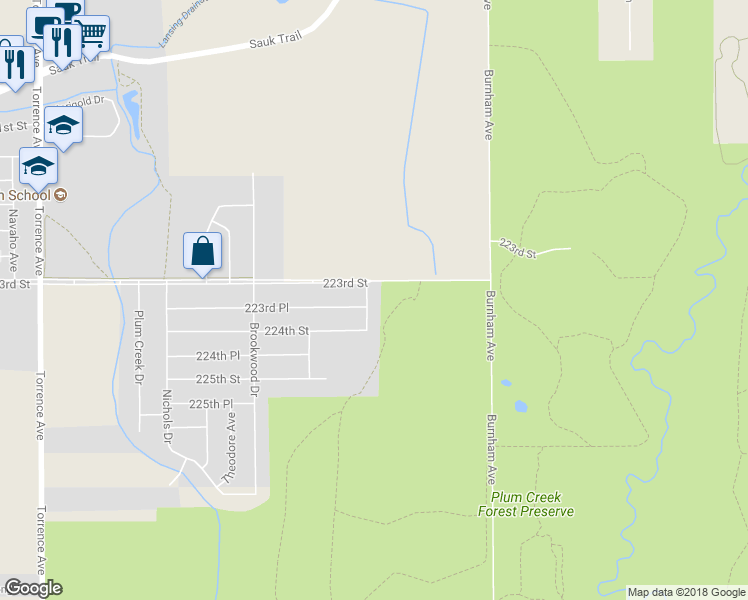 map of restaurants, bars, coffee shops, grocery stores, and more near 22317 Murphy Avenue in Chicago Heights
