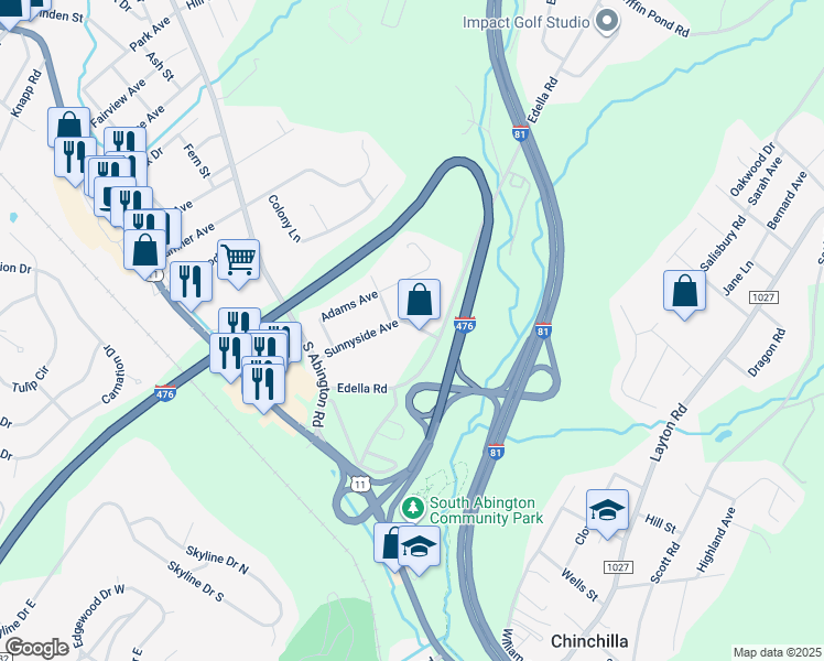 map of restaurants, bars, coffee shops, grocery stores, and more near 310 Sunnyside Avenue in Lackawanna County