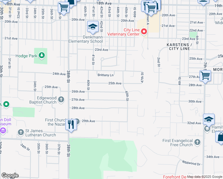 map of restaurants, bars, coffee shops, grocery stores, and more near 4211 26th Avenue in Rock Island