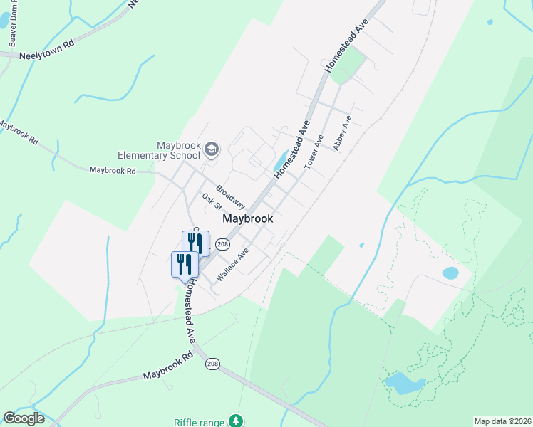 map of restaurants, bars, coffee shops, grocery stores, and more near in Maybrook