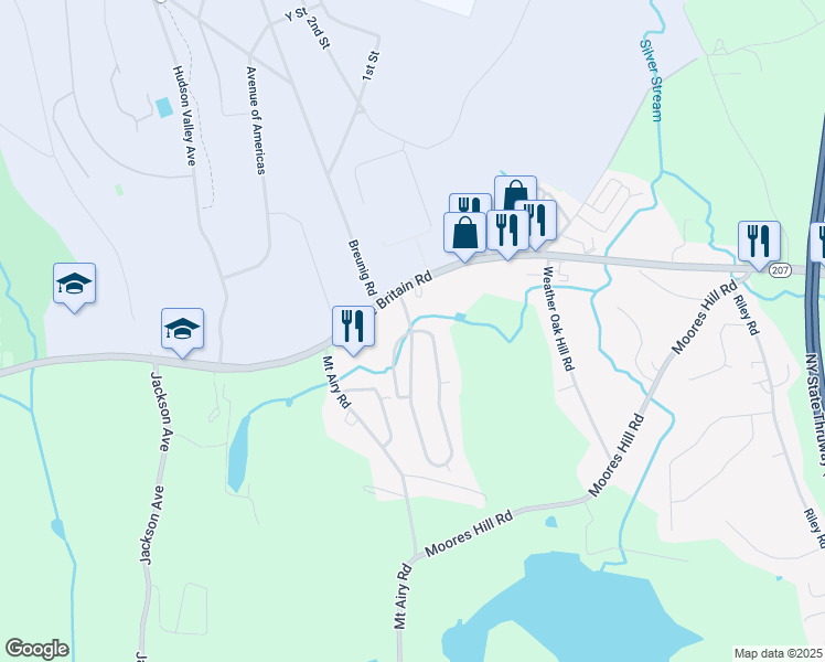 map of restaurants, bars, coffee shops, grocery stores, and more near 9 Bivona Lane in New Windsor