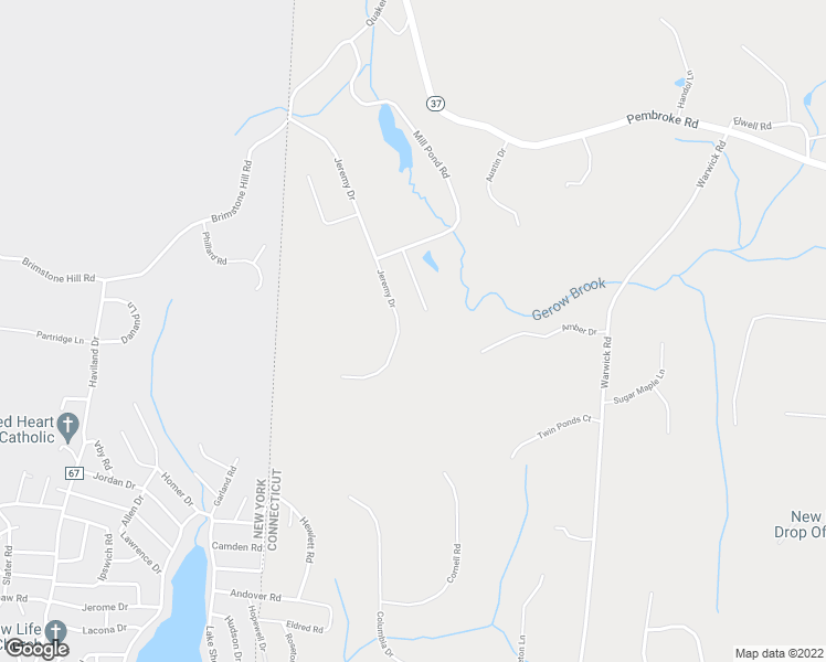 map of restaurants, bars, coffee shops, grocery stores, and more near 19 Jeremy Drive in New Fairfield