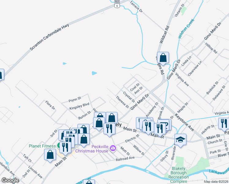 map of restaurants, bars, coffee shops, grocery stores, and more near 816 Theresa St in Blakely