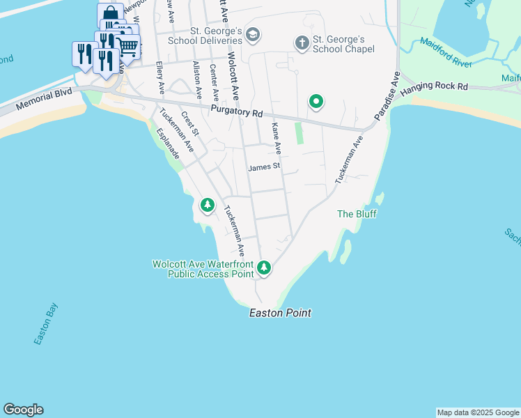 map of restaurants, bars, coffee shops, grocery stores, and more near 4 White Terrace in Middletown
