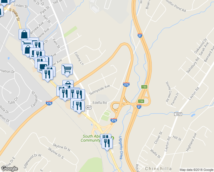 map of restaurants, bars, coffee shops, grocery stores, and more near 200 Montrose Avenue in Lackawanna County