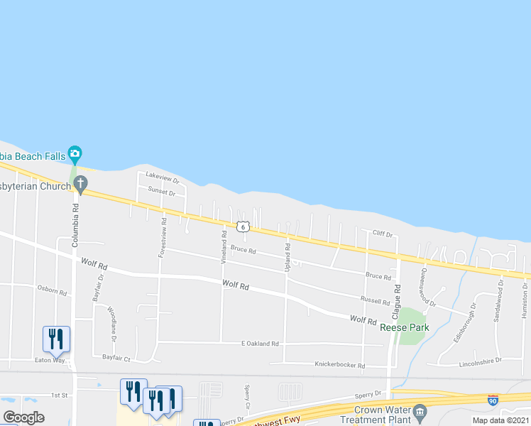 map of restaurants, bars, coffee shops, grocery stores, and more near 24316 Lake Road in Bay Village