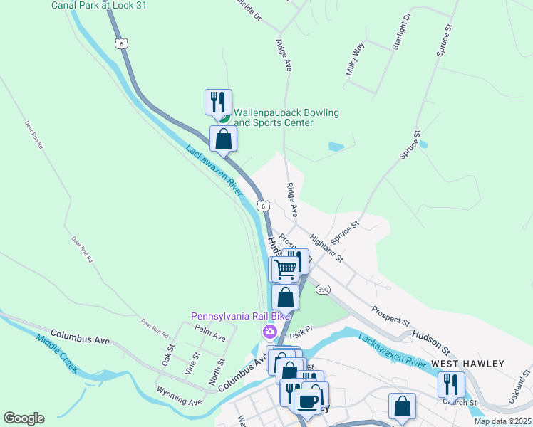 map of restaurants, bars, coffee shops, grocery stores, and more near Texas Palmyra Highway in Hawley