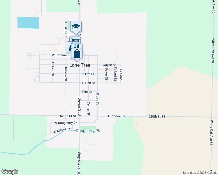 map of restaurants, bars, coffee shops, grocery stores, and more near 308 South Riggs Street in Lone Tree