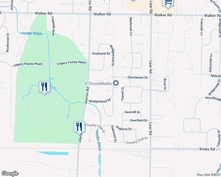 map of restaurants, bars, coffee shops, grocery stores, and more near 698 Wedgewood Drive in Avon Lake