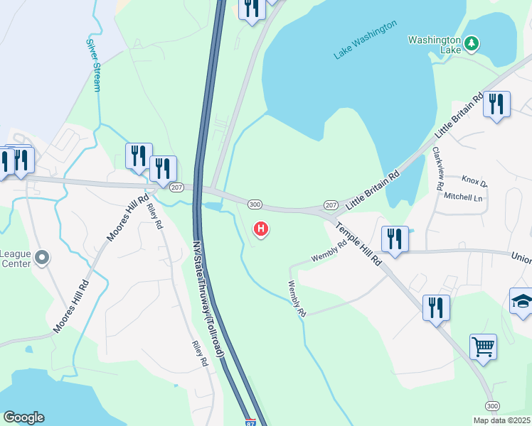 map of restaurants, bars, coffee shops, grocery stores, and more near 857 Little Britain Road in New Windsor