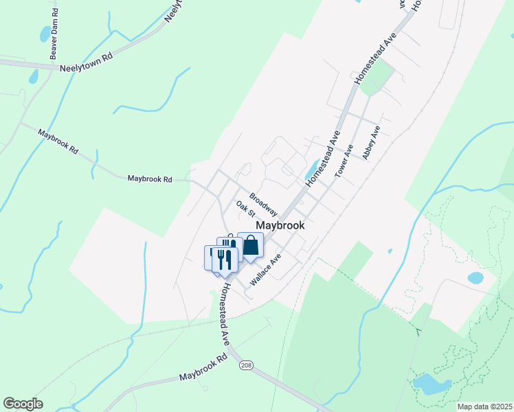 map of restaurants, bars, coffee shops, grocery stores, and more near 501 Homestead Avenue in Maybrook